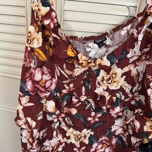 Torrid Floral Women's Tank- Burgundy and Yellow